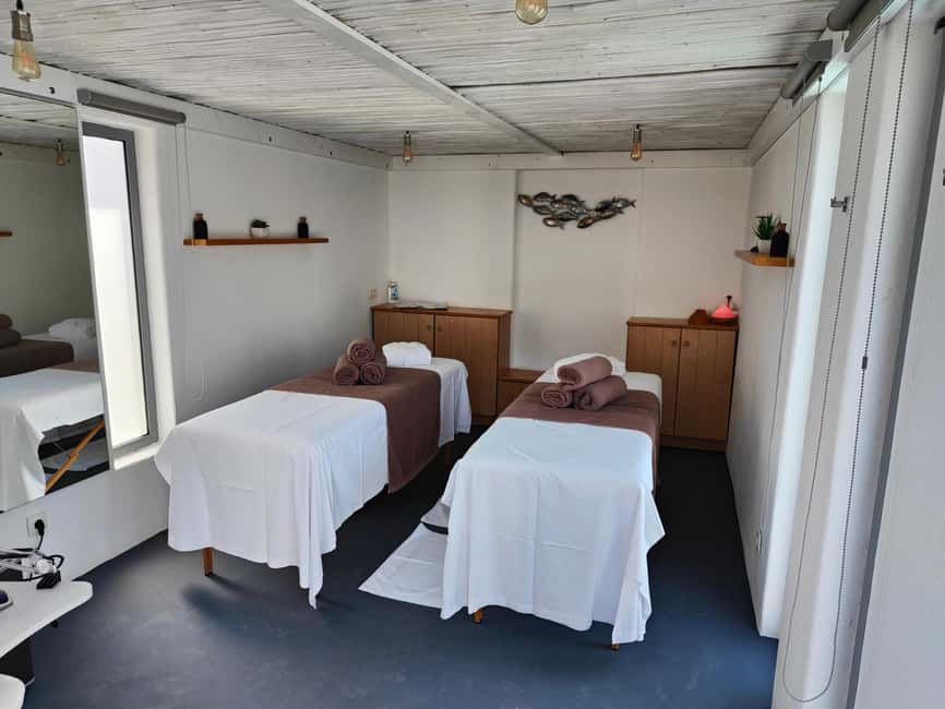 Akrotiri:Departure Day Spa Experience Couples Massage & Pool - Pool time with towels, sunbeds, umbrellas, and showers