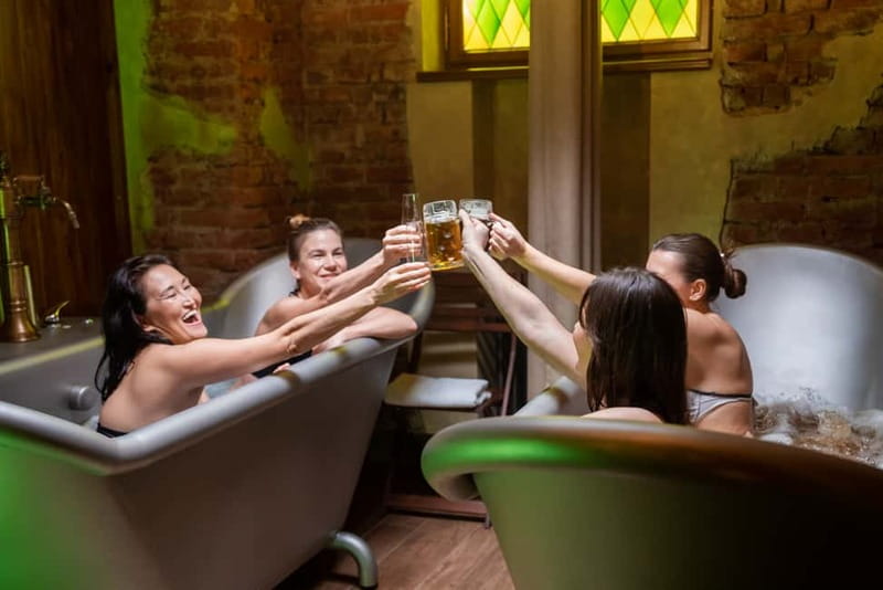Prague: Beer and Wine Spa Bath with Salt Cave Experience - Beer Baths Letna setup: changing rooms, privacy, and what you get