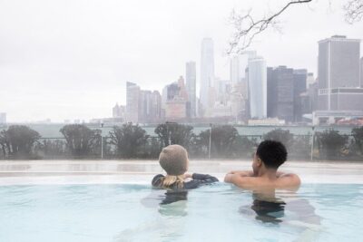 QC Spa New York: Luxury Wellness on Governors Island - What You Get When You Arrive: robe, locker, sandals, and shower products